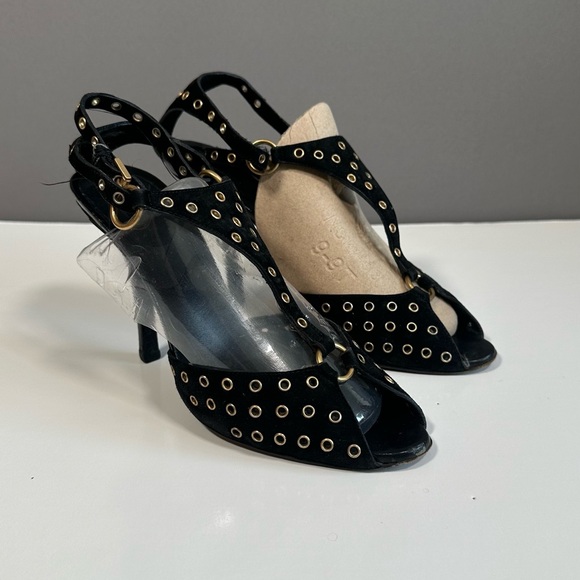 Gucci Black High-Heeled Mules with Studded Straps - Picture 9 of 10